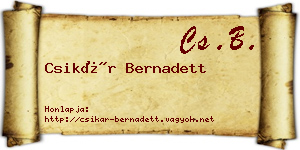 Csikár Bernadett névjegykártya